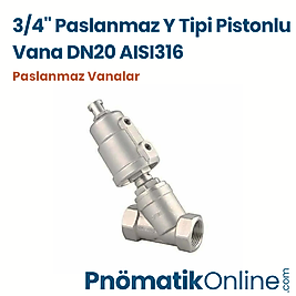 3/4" Paslanmaz Pnömatik Pistonlu Vana DN20
