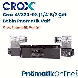 Crox 4V320-08 | 1/4' 5/2 Çift Bobin Pnömatik Valf (Büyük Gövde)