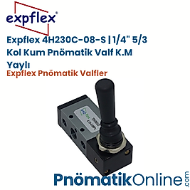 Expflex 4H230C-08-S | 1/4" 5/3 Kol Kum Pnömatik Valf K.M Yaylı