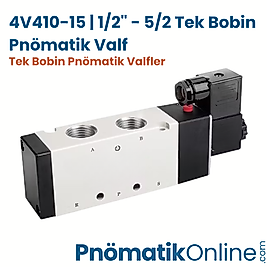 4V410-15 | 1/2" - 5/2 Tek Bobin Pnömatik Valf