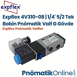 Expflex 4V310-08 | 1/4' 5/2 Tek Bobin Pnömatik Valf G Gövde
