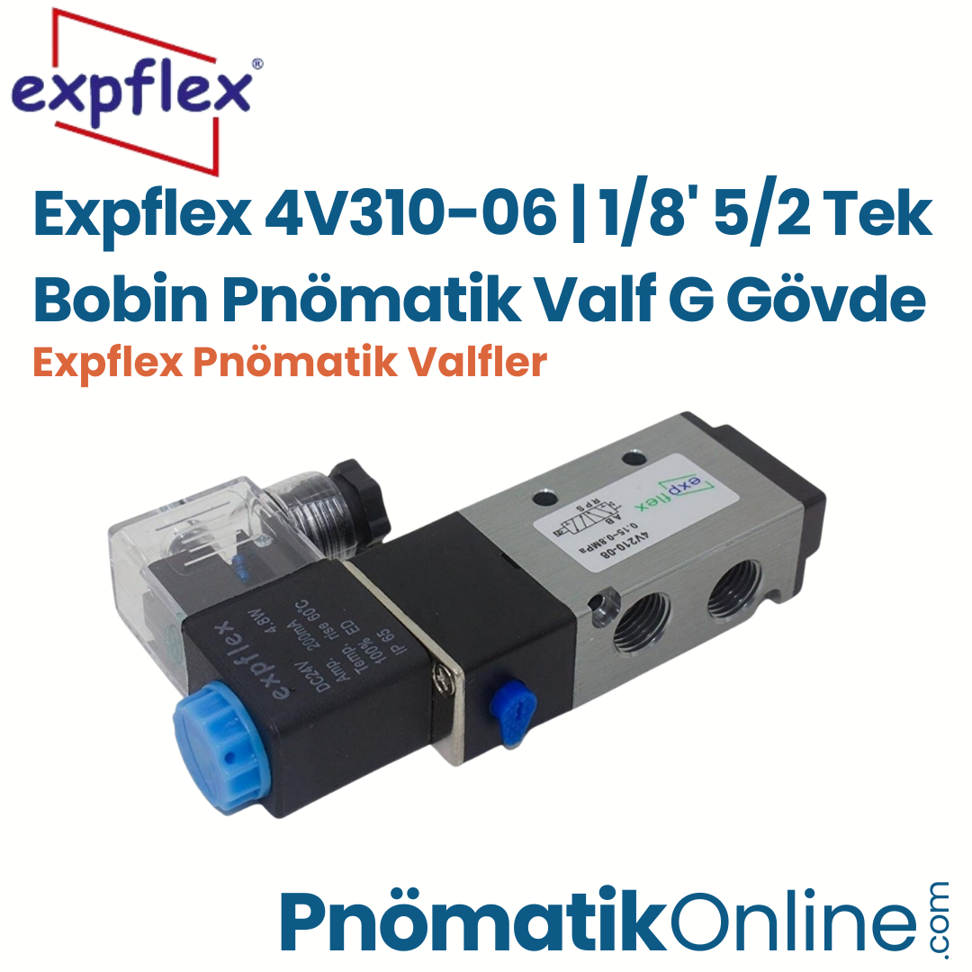 Expflex 4V310-06 | 1/8' 5/2 Tek Bobin Pnömatik Valf G Gövde