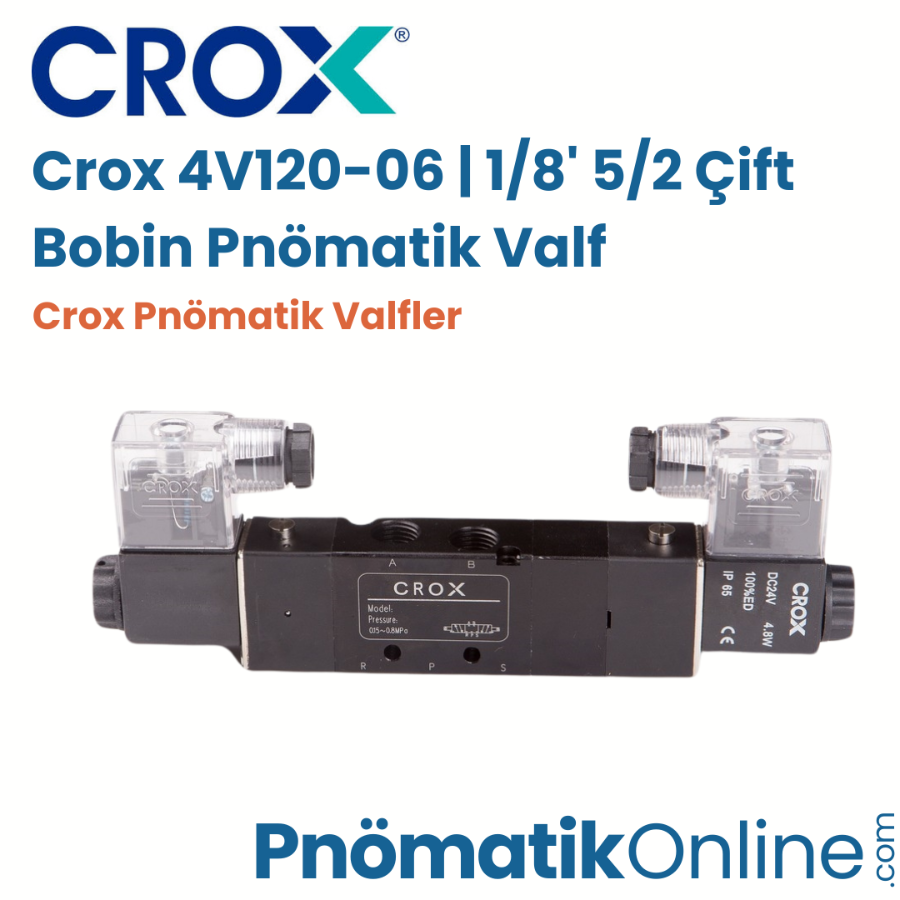 Crox 4V120-06 | 1/8' 5/2 Çift Bobin Pnömatik Valf