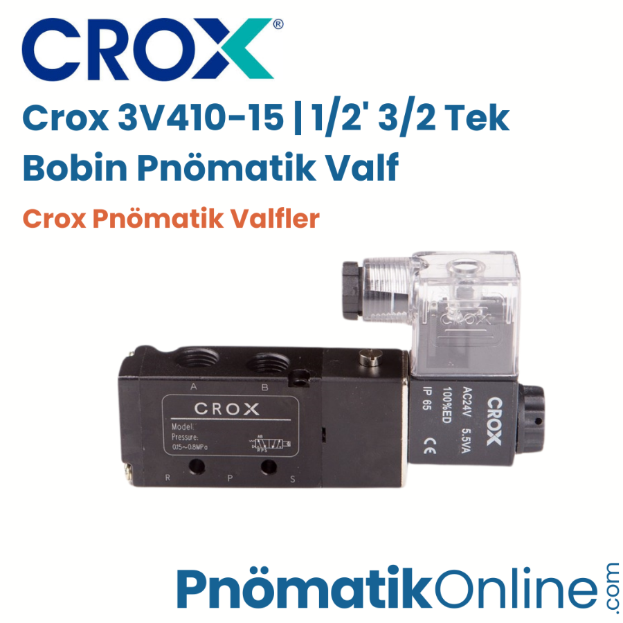 Crox 3V410-15 | 1/2' 3/2 Tek Bobin Pnömatik Valf