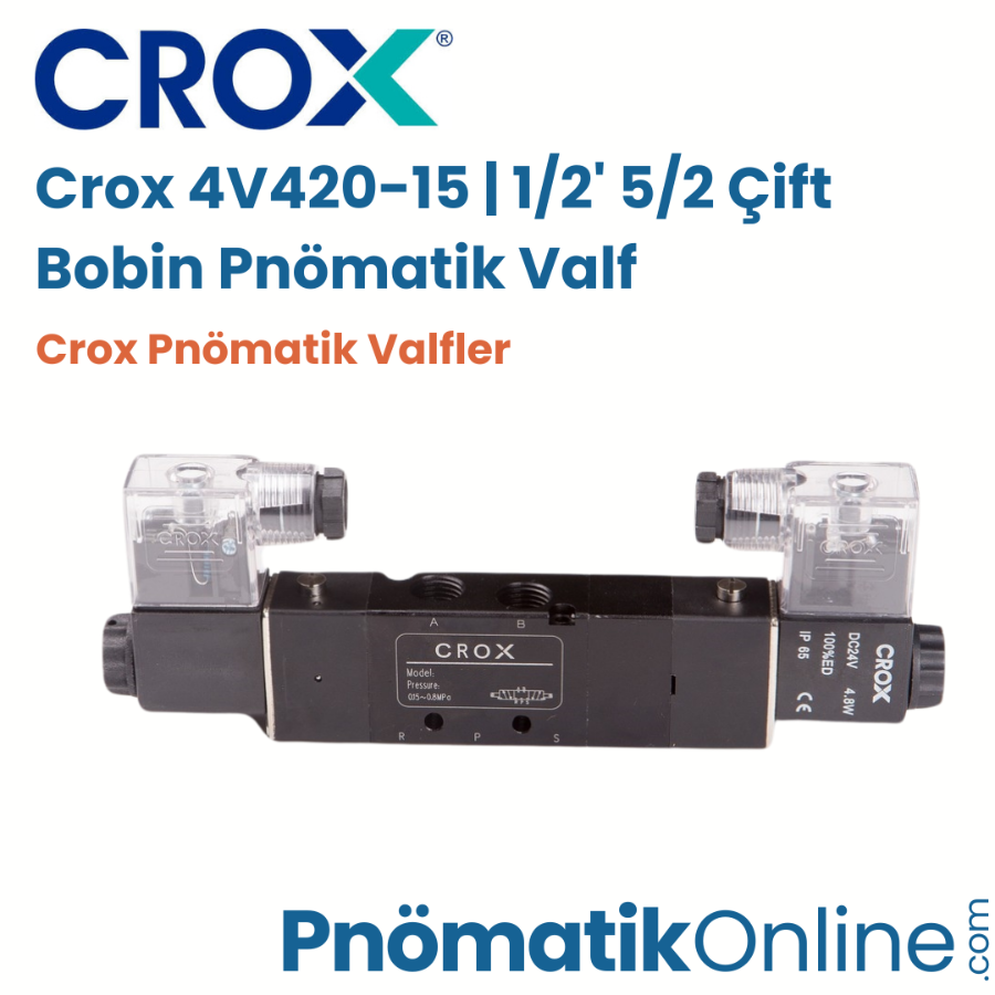 Crox 4V420-15 | 1/2' 5/2 Çift Bobin Pnömatik Valf