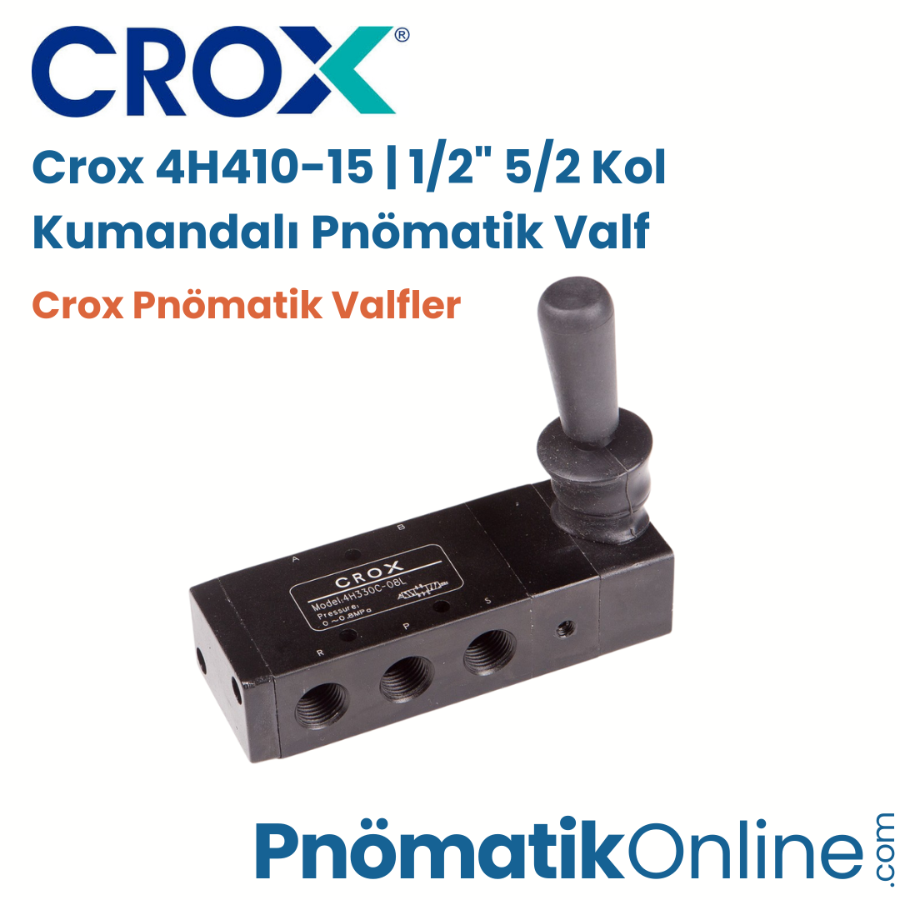 Crox 4H410-15 | 1/2" 5/2 Kol Kumandalı Pnömatik Valf