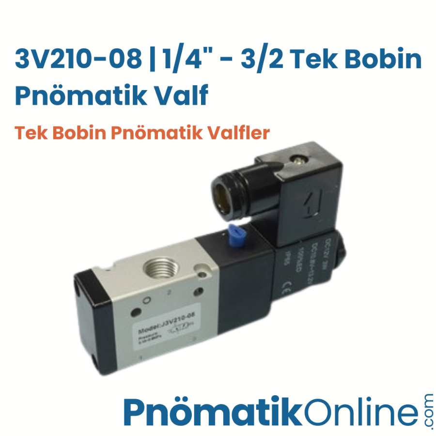 3V210-08 1/4" 3-2 Tek Bobin Pnömatik Valf (N.K)
