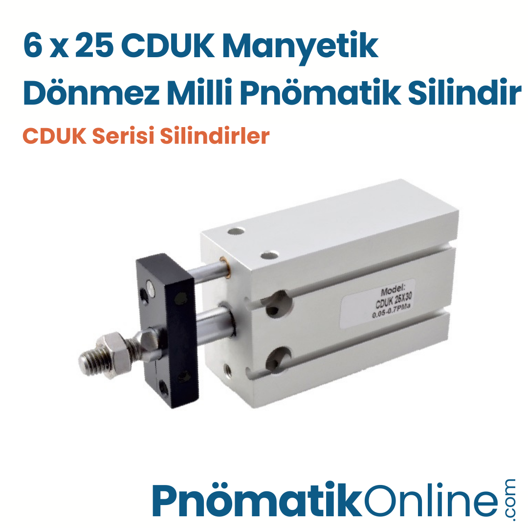 CDUK 6x25 Manyetik Dönmez Milli Pnömatik Silindir